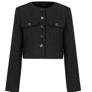 Elegant Black Tweed Blazer